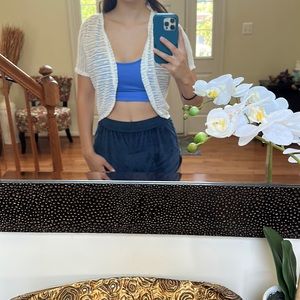 White, light, sheer, short sleeve Cardigan Worn Once !